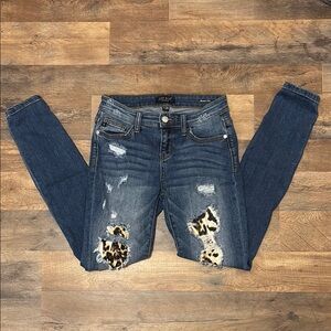 Leopard Print Ripped Jeans